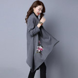 Cotton Trench Coat Women Embroidery Cardigans Spring Long Trench Coat Long Sleeve Poncho Flora Kimono Outwear Ethnic Clothing