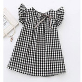 Cotton Toddler Kids Baby Girls Summer Lace Plaid O-Neck Princess Dress Party Wedding Pageant Dresses