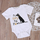 Cotton Toddler Infant Baby Boys Girls Short Sleeve Cute Dog Romper Jumpsuit Clothes Outfits