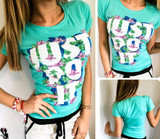 Cotton T Shirts Women Letters Just Do It Print T Shirt Short Sleeve Casual T-shirts Flower Floral Tees Femme Tops
