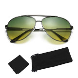 2017 High Quality Green Lens Night Driving Sunglasses Men Metal Frame Vintage Night Vision Goggles Brand Men's Sun Glasses UV400