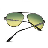 2017 High Quality Green Lens Night Driving Sunglasses Men Metal Frame Vintage Night Vision Goggles Brand Men's Sun Glasses UV400
