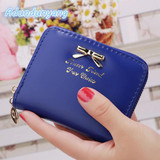 2017 High quality Candy Colors Wallet Women Bowknot Decorate Small Purse PU Artificial Leather Wallet Female Zipper Cion Wallet