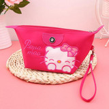 2017 Hello Kitty Women Cartoon Zipper Plush Makeup Bag Girl Cute Cosmetic Bag Travel Storage Bags Make Up Organizer