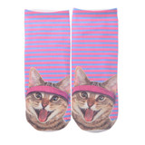 2017 Harajuku Style 3D Print Socks Womens Socks Top Cotton Fashion Cute Kawaii Animal Unisex Low Cut Ankle Socks