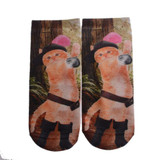 2017 Harajuku Style 3D Print Socks Womens Socks Top Cotton Fashion Cute Kawaii Animal Unisex Low Cut Ankle Socks