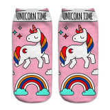 2017 Harajuku 3D Print Unicorn Socks Women Kawaii Low Cut Ankle Cute Emoji Art Horse Socks Female Girls
