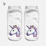 2017 Harajuku 3D Print Unicorn Socks Women Kawaii Ankle Licorne Chaussette Femme Calcetines Mujer Cute Emoji Art Socks ws66