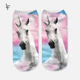 2017 Harajuku 3D Print Unicorn Socks Women Kawaii Ankle Licorne Chaussette Femme Calcetines Mujer Cute Emoji Art Socks ws66