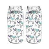 2017 Harajuku 3D Print Unicorn Socks Women Kawaii Ankle Licorne Chaussette Femme Calcetines Mujer Cute Emoji Art Socks D072