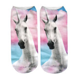 2017 Harajuku 3D Print Unicorn Socks Women Kawaii Ankle Licorne Chaussette Femme Calcetines Mujer Cute Emoji Art Socks