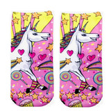 2017 Harajuku 3D Print Unicorn Socks Women Kawaii Ankle Licorne Chaussette Femme Calcetines Mujer Cute Emoji Art Socks