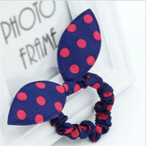 2017 Happy 2 Pcs/lot Cute Bunny Girls Flower Headbands Rabbit Ears Fabric Polka Dot Headwear Elastic Hair Band Hair Ropes