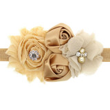 2017 Hair Bands Accessories Lovely Kids Girls Lace Sunflower Two Rose Flowers Pearl Rhinestone Hairband Headband