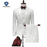 2017 Groomsmen White Wedding Suit For Men Italian Tuxedos Slim Fit Stage Wear Formal Suit Latest Coat Pant Designs Prom Dresses