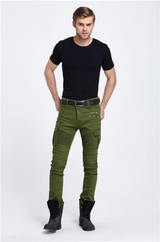 2017 Green Black Denim Biker jeans Mens Skinny 2015 Runway Distressed slim elastic pants hiphop Washed male trousers