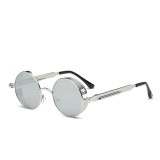 2017 Gothic Steampunk Mens Sunglasses Vintage Metal Men Coating Mirror Sunglasses Women Round Sun glasses Retro UV400 Shades