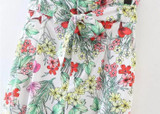 2017 Flower print Wide Leg Pants With Sashes Woman Vintage High waist Floral Ankle Length Trousers Femme Casual loose Pants