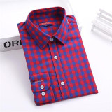 Brand Casual Plaid Women Shirts Blouses Ladies Collar Tops Plus Size Blusas Femininas Red Long sleeve Plaid Shirts Women 2016