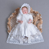Brand 3pcs Bbay Girls Dresses With Hat Baby Girl 1 Year Birthday Clothes Baptism Lace Christening Ball Gown RBF174001