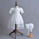 Brand 3pcs Bbay Girls Dresses With Hat Baby Girl 1 Year Birthday Clothes Baptism Lace Christening Ball Gown RBF174001
