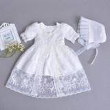 Brand 3pcs Bbay Girls Dresses With Hat Baby Girl 1 Year Birthday Clothes Baptism Lace Christening Ball Gown RBF174001