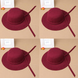 Bowknot Cap Bowler Hat Girls Felt Cap Vintage Fedora Fashion Kids Wide Brim Soft Wool Hat Lovely Style