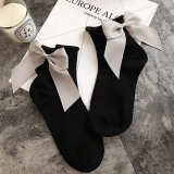 Bow tie Harajuku cool female essential hollow thin black fishnet short socks women sexy socks