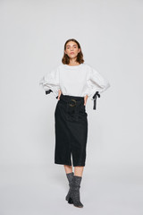 Bow Tie Puff Sleeve Top in White TP1528