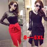 Bow High Waist Pencil Skirt Black Red Knee Length Spring 2018 Women Skirts Casual Tight Womens Bodycon Skirt Plus Size Saia