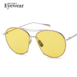 BOUTIQUE Women Round Metal Frame Fashion Sunglasses Men Alloy Frame High Quality Double-Bridge Brand Design Sunglasses UV400