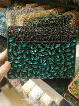 Boutique De FGG Dazzling Silver Diamond Minaudiere Clutch Evening Bags Women Wedding Party Cocktail Handbag Bridal Crystal Purse
