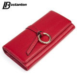 BOSTANTEN Hasp Genuine Leather Women Wallets Long Ladies Purse Coins Brand Designer Clutch Wallet Money Bag Female Card Holder
