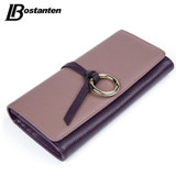 BOSTANTEN Hasp Genuine Leather Women Wallets Long Ladies Purse Coins Brand Designer Clutch Wallet Money Bag Female Card Holder