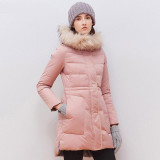 BOSIDENG women duck down coat winter warm jacket thick female outwear luxury fur collar windproof hooded mediumn long B1501278