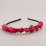 2016 New 1x 12 Rose Floral Flower Garland Crown Headband Hair Band Bridal Wreath Festival