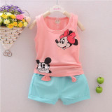 2016 Minnie Spring Baby Clothing Sets Children Boys Girls Kids Brand Sport Suits Tracksuits Cotton Short + Pants 2pcs