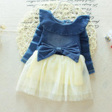 2016 Hot Cute Baby Girl Dress Cotton Children Kids Baby Girls Dresses Baby Autumn Clothing for School Casual Wear Clothes Girl