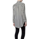 2016 Formal blouses Long Sleeve Button Down Women's Shirt Vertical Striped Chiffon Pocket Career Tops