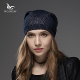 Mosnow Wool Cashmere Winter Hats  For Women High Quality Warm Women'S Brand Casual Knitted Vogue  Hat Female Skullies Beanies