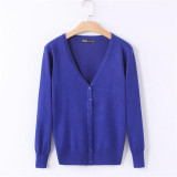 MOSHU Casual Winter Women Cardigan Crochet Knitted Sweaters Coat V- Neck Sweet Cardigans Tops Long Sleeve