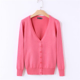 MOSHU Casual Winter Women Cardigan Crochet Knitted Sweaters Coat V- Neck Sweet Cardigans Tops Long Sleeve
