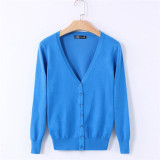MOSHU Casual Winter Women Cardigan Crochet Knitted Sweaters Coat V- Neck Sweet Cardigans Tops Long Sleeve