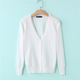 MOSHU Casual Winter Women Cardigan Crochet Knitted Sweaters Coat V- Neck Sweet Cardigans Tops Long Sleeve