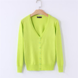 MOSHU Casual Winter Women Cardigan Crochet Knitted Sweaters Coat V- Neck Sweet Cardigans Tops Long Sleeve