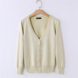 MOSHU Casual Winter Women Cardigan Crochet Knitted Sweaters Coat V- Neck Sweet Cardigans Tops Long Sleeve
