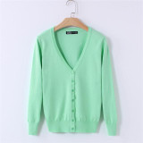 MOSHU Casual Winter Women Cardigan Crochet Knitted Sweaters Coat V- Neck Sweet Cardigans Tops Long Sleeve