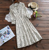 Mori Girl Vintage Vestidos 2017 New Spring Autumn Women Full Sleeved Corduroy Dresses Female Floral Print Dresses Korean Fashion