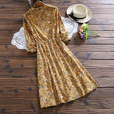Mori Girl Vintage Vestidos 2017 New Spring Autumn Women Full Sleeved Corduroy Dresses Female Floral Print Dresses Korean Fashion