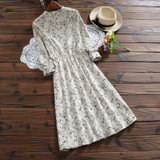 Mori Girl Vintage Vestidos 2017 New Spring Autumn Women Full Sleeved Corduroy Dresses Female Floral Print Dresses Korean Fashion